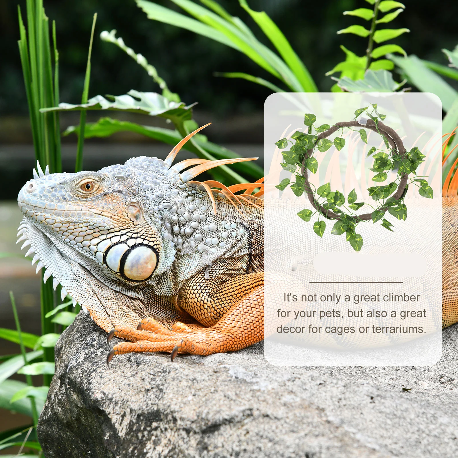 

1Set Simulation Rattan Reptile Vine Flexible Stable Artificial Plant Bright Leaves Terrarium Decor Reptile Cage Landscape