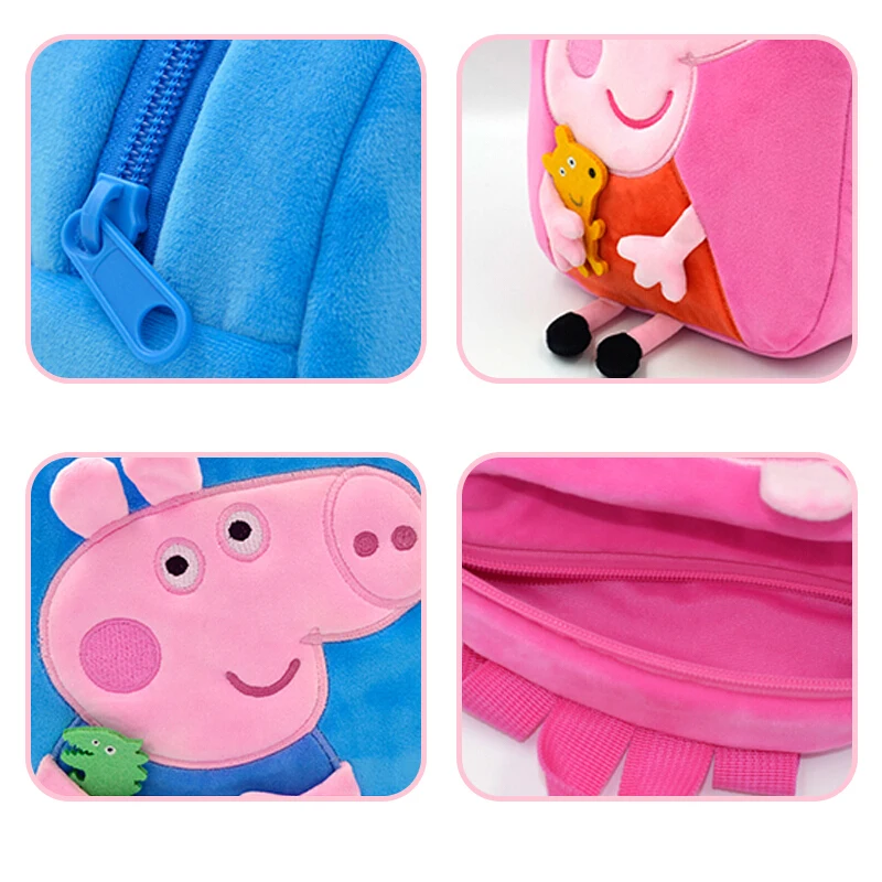 Linda mochila de felpa Peppa Pig, bolso de hombro individual, juguete de peluche suave, billetera de dulces para jardín de infantes, Piggy rosa, regalo de cumpleaños para niña