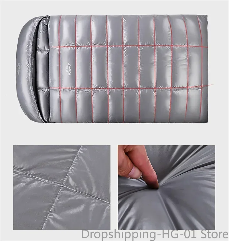 2 Person White Goose Down Filled Camping Or Home Sleeping Bag Thin Suitable For Warm Weather Size 220 X 130cm Large Space