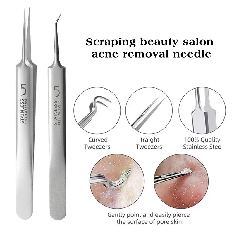 1 Stück Fein Nr. 5-Zellular-Akne-Mitesser-Pinzette, Zellen-Pickel, Mitesser-Clip, Gesichtsschönheit, Entfernung von Akne-Nadel-Werkzeugen für die Hautpflege