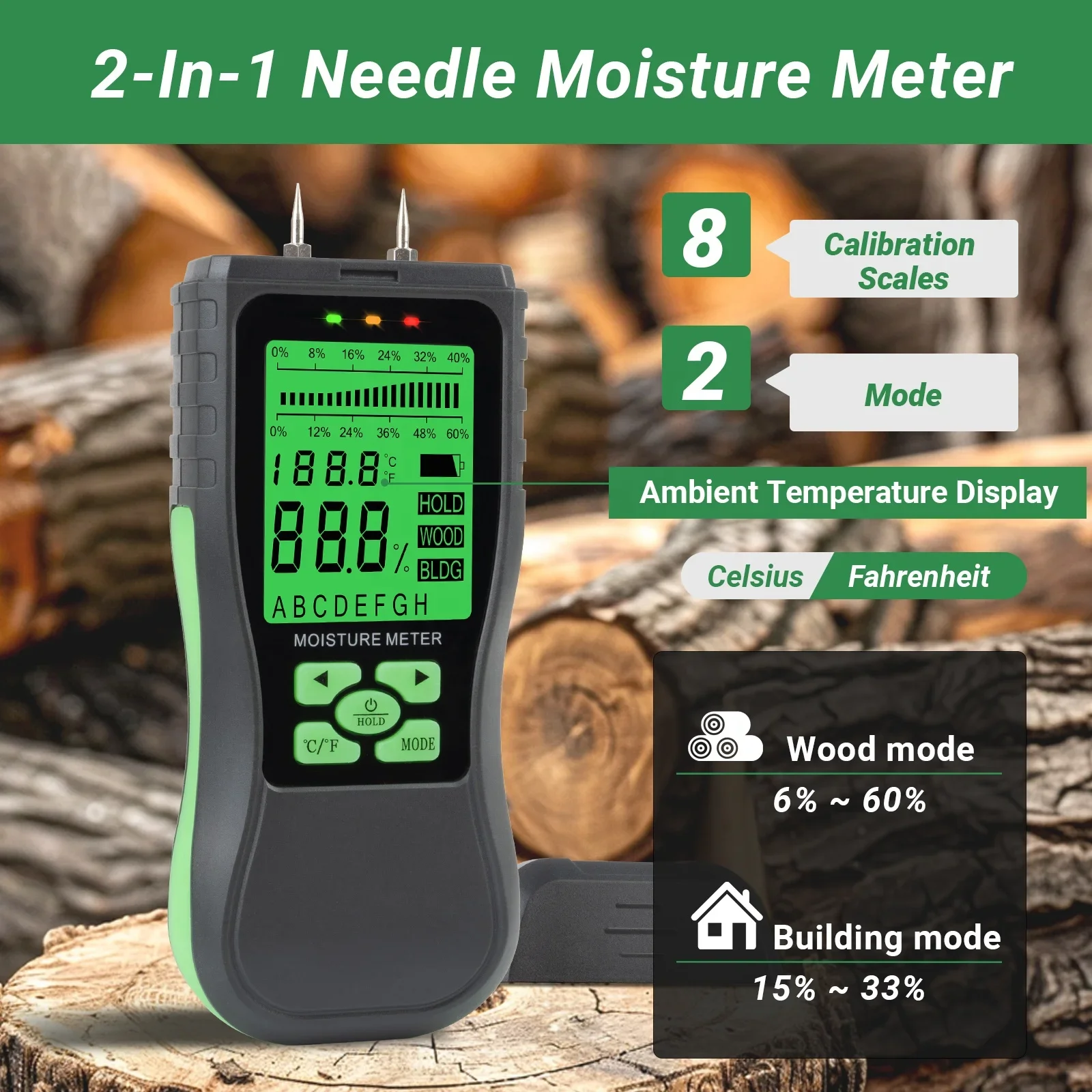 Concrete moisture meter, building humidity tester, moisture meter, wood moisture detector