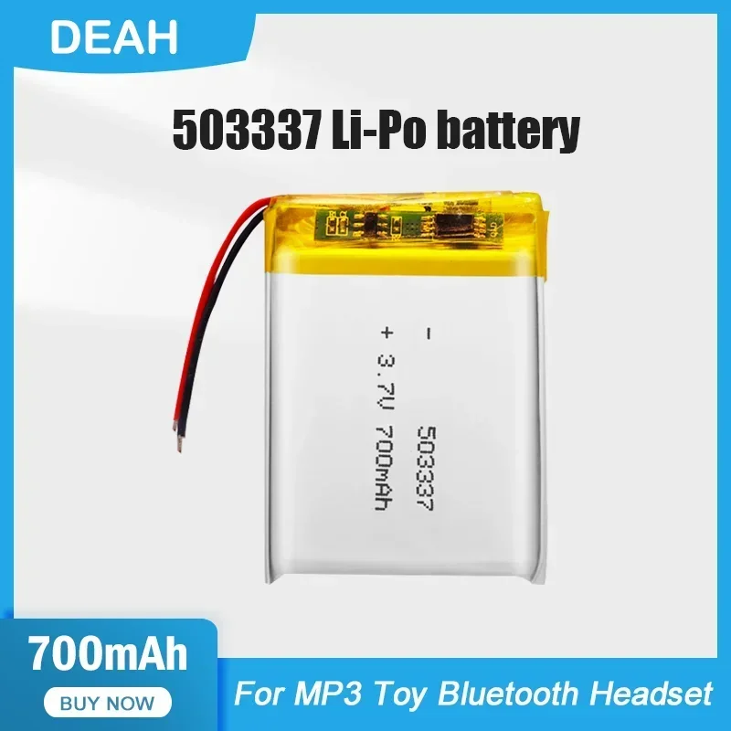 1-2PCS 503337 053337 700mAh 3.7V Lithium Polymer Rechargeable Battery For MP3 MP4 GPS Toy DVD Smart Watch Bluetooth Headset