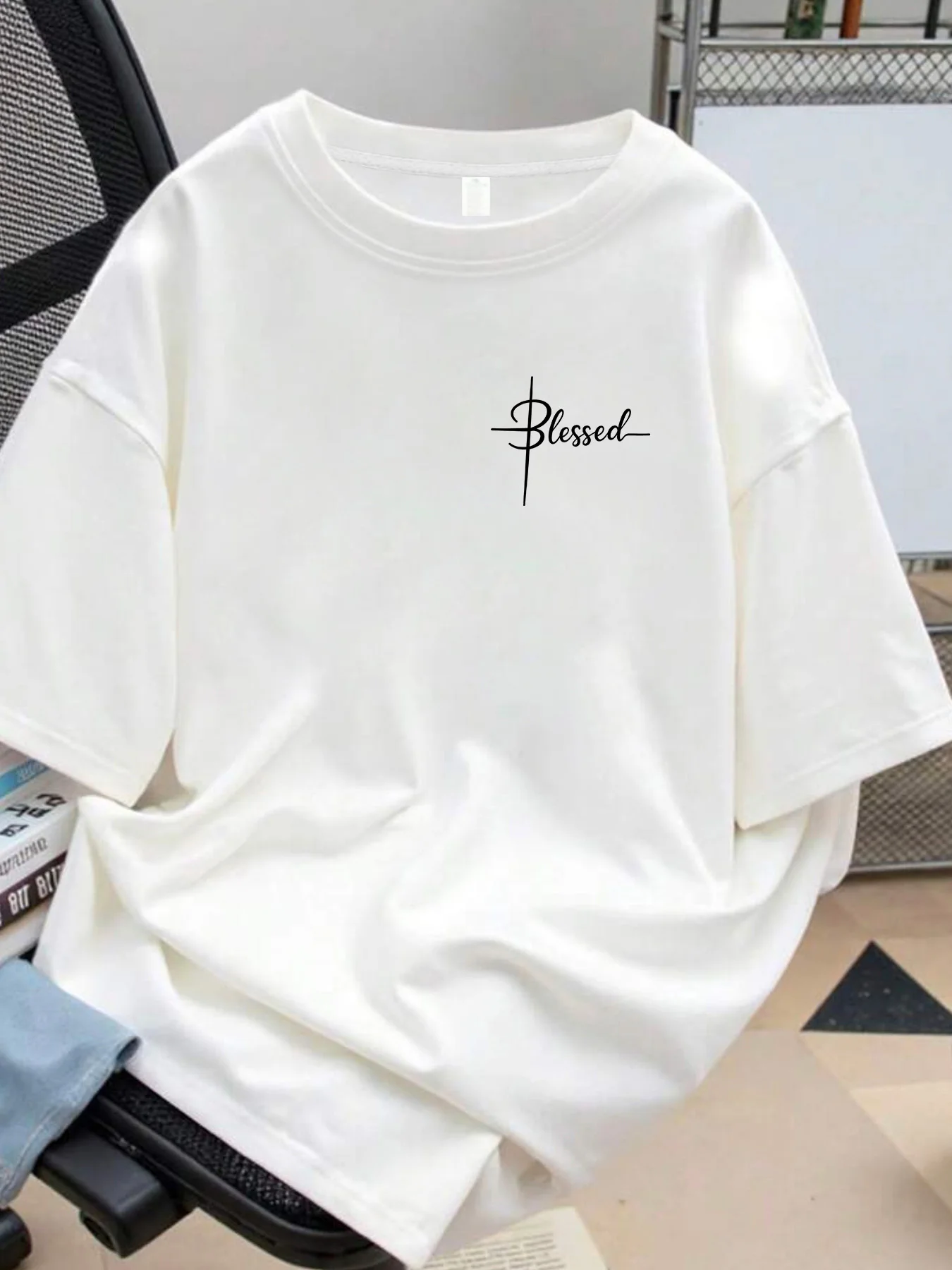【SYJ80455】BLESSED letter print T-shirt short-sleeved summer women's casual top street fashion women's clothing