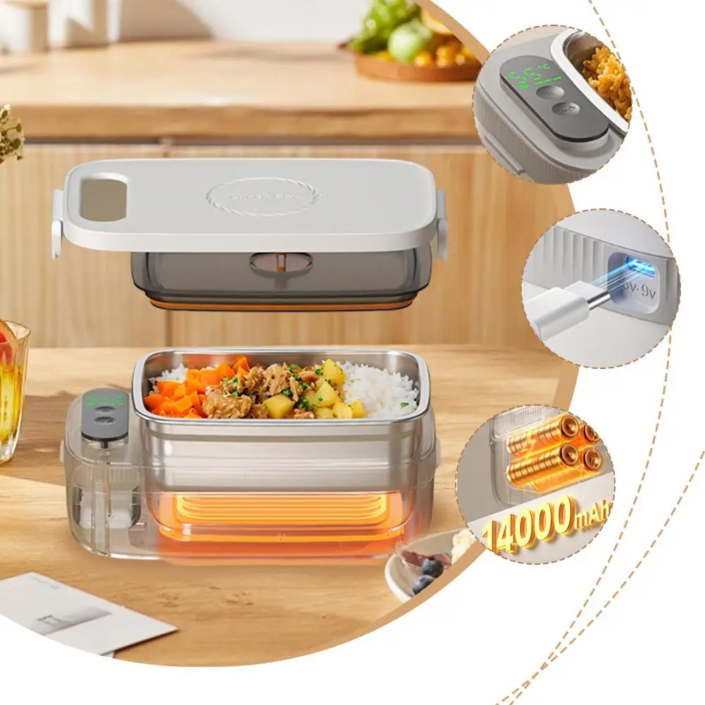 

Electric Constant Temperature Lunch Box 1L Large Capacity 304 Stainless Steel Electric Lunch Box Insulation Lunch Box USB Charge