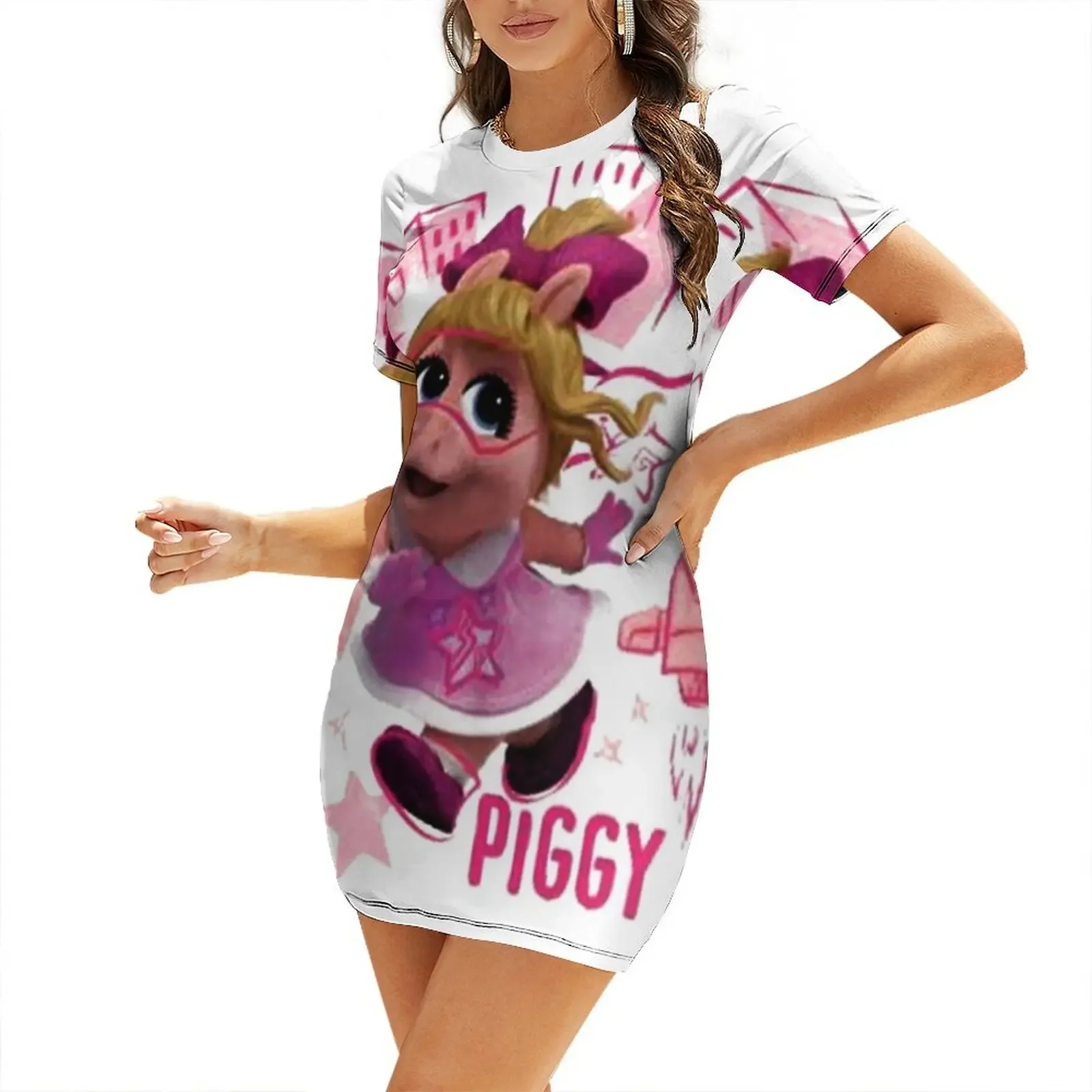 

Piggy - Queen of the Playroom Short-Sleeved Dress dress women summer 2026 chic and elegant evening dress