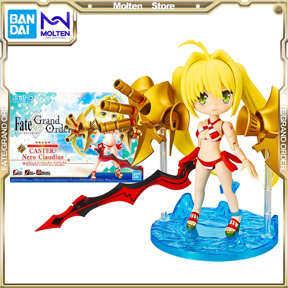 Bandai Original Fate/Grand Order Petitrits fgo Caster Nero Claudius Anime Action Figure Collection Plastic Model Kit Assembly