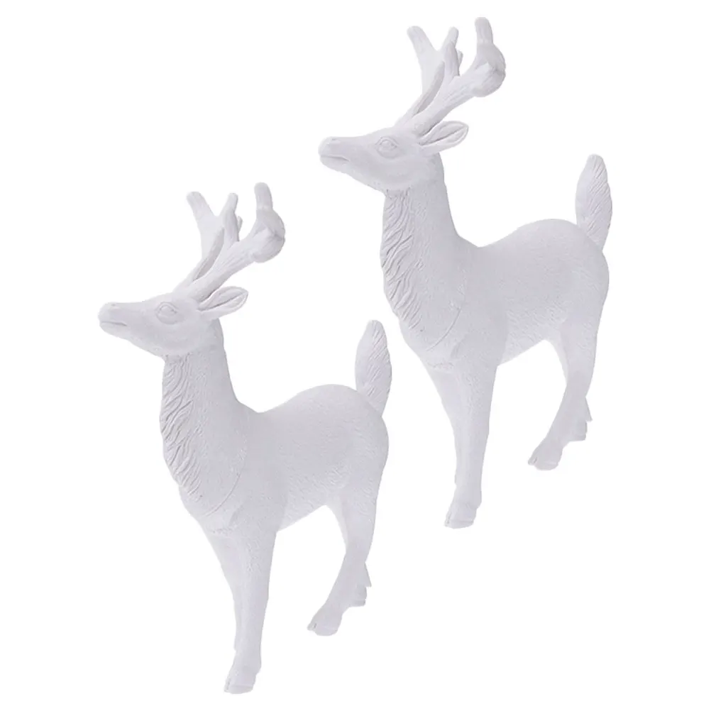 

2 pcs Miniature Reindeer Figurines Holiday Christmas Deer Decorations Plastic Desktop Ornament For Living Room Tabletop Unique