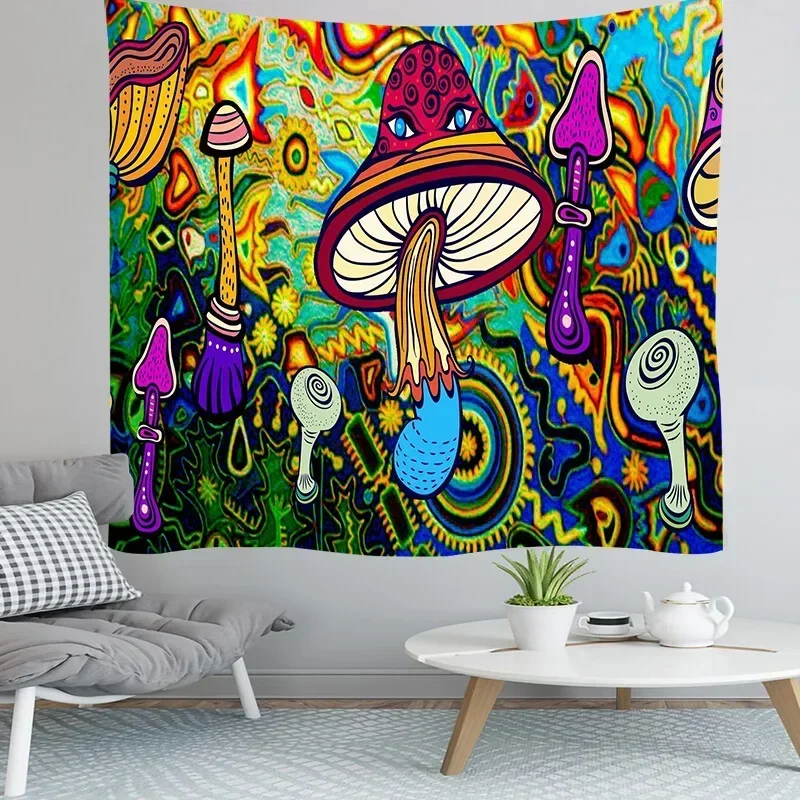 Hippie Tapestry Trippy Mushroom Psychedelic Background Cloth Wall Decoration Cloth Tapestry Home Art Decor