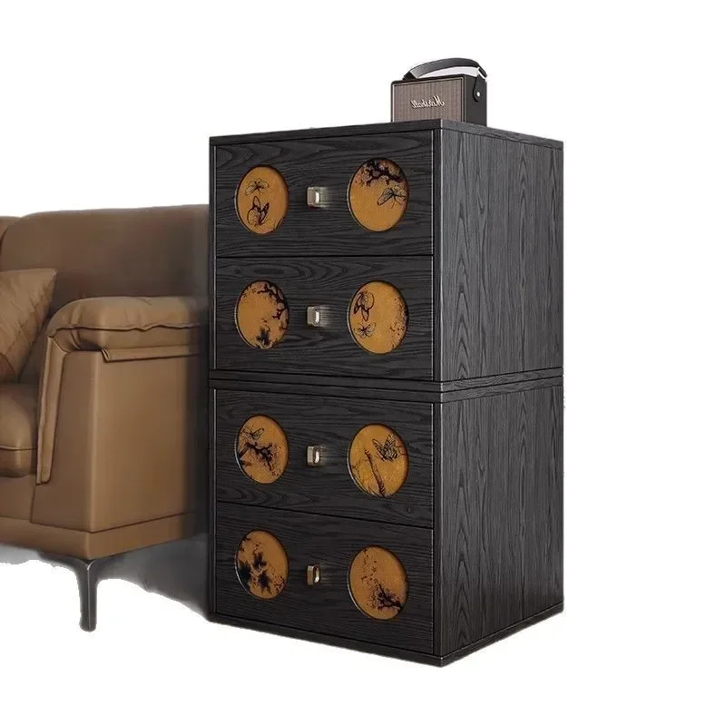 Solid wood fragrant cloud gauze chest of drawers, French retro modular combination, TV cabinet, home living room, sideboard,