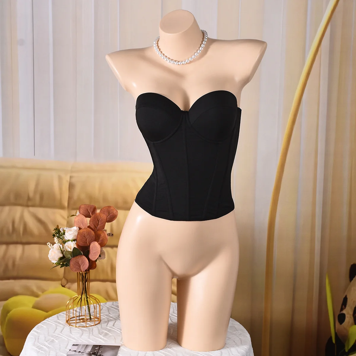 Damen Kurzes Overbust-Korsett-Top Einfarbiges Crop-Top Bauchkontrolle Shapewear Schlankheits-Bodyshaper Stahlknochen-Bustier-Weste – Detail 21
