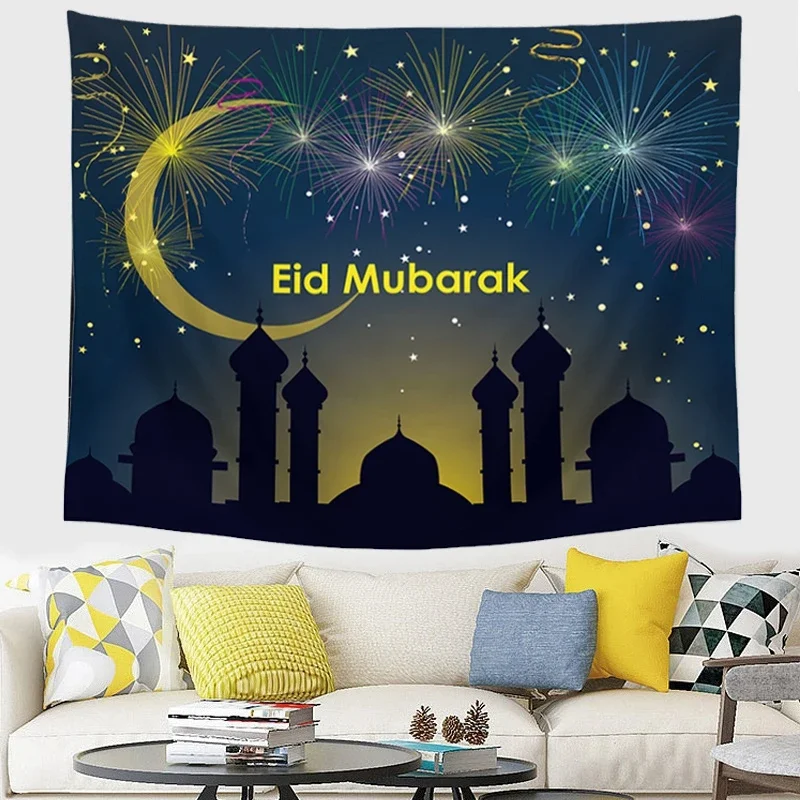 Ramadan Eid al-fitr Mubarak decorative tapestry Islamic muslim wall hanging cloth tapestry home decor can be customized