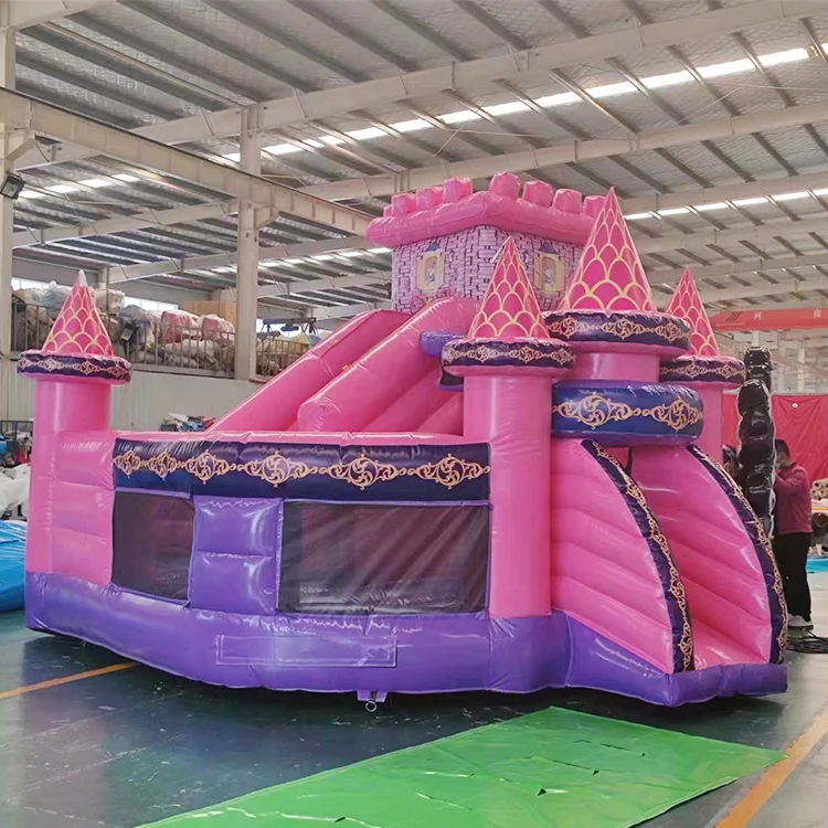 

Small Beauty Pink Princess Inflatable Slide Commercial Grade Bouncer for Baby Girls with PVC Material and Blower