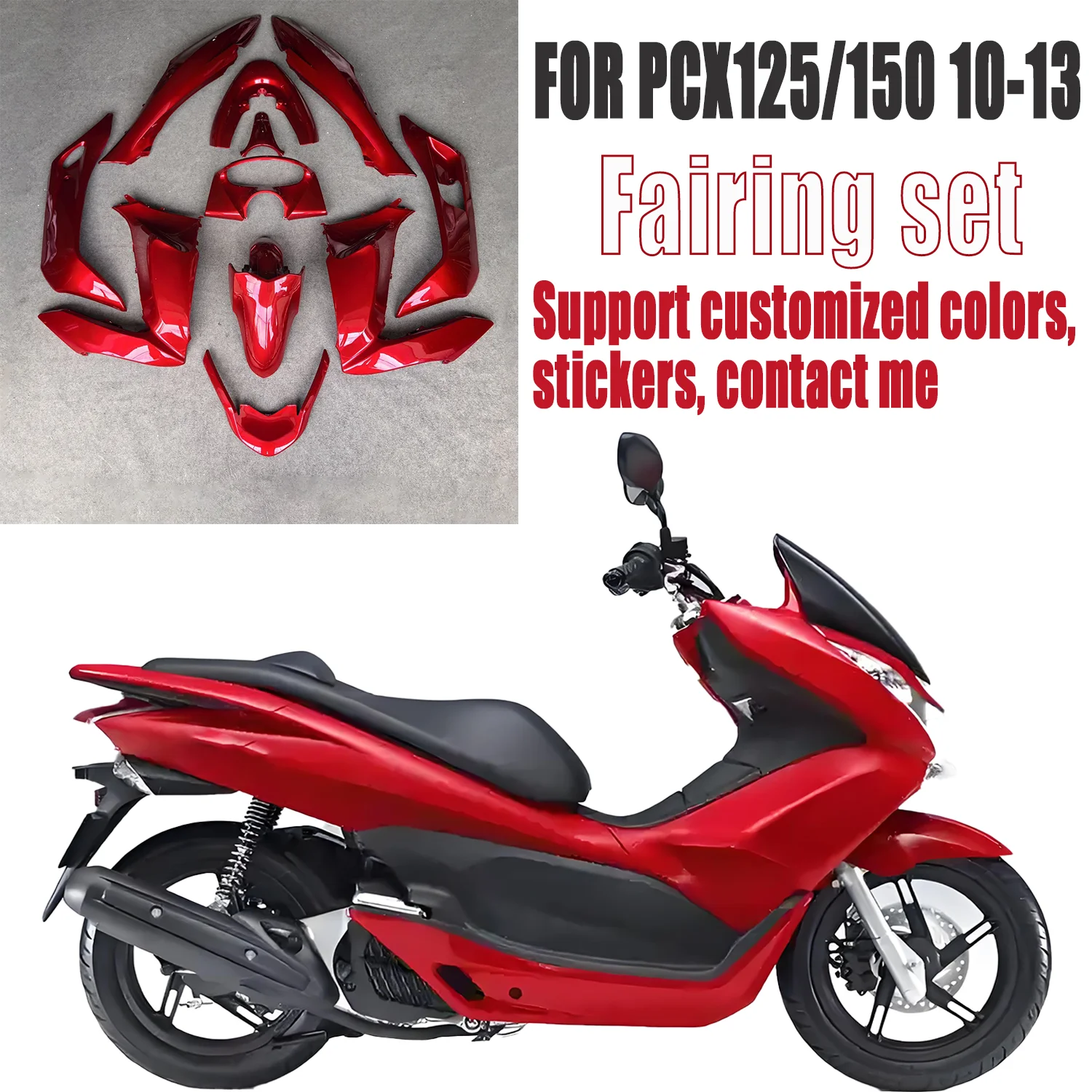 

Motorcycle Customized colors Fairing Bodywork Kit Panel Set Fit For 2009 - 2013 2010 2011 2012 Honda PCX125 PCX150 WW125 WW150