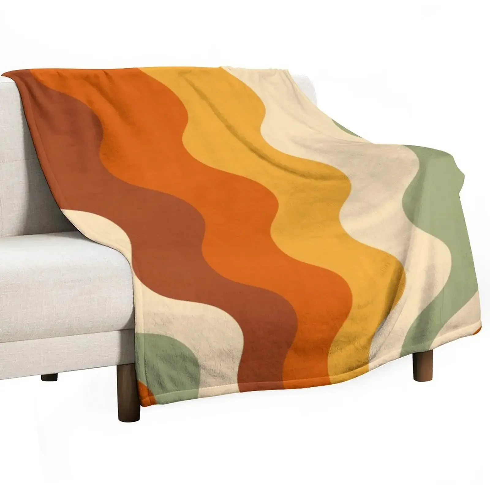 Retro Rays Groovy 1970s Olive Rust Yellow Orange Beige Throw Blanket Quilt Hairys for babies Furrys Blankets