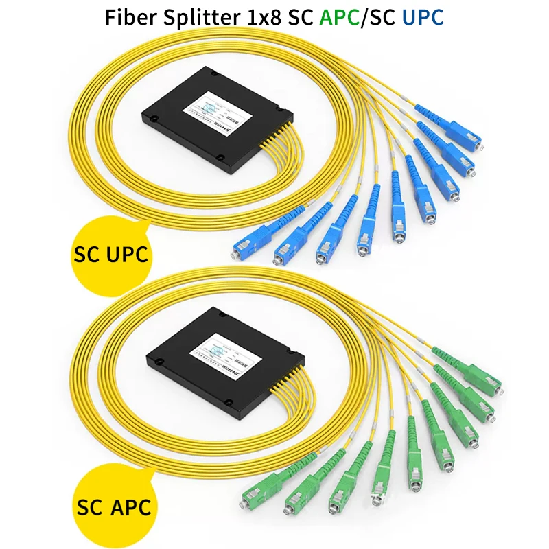 SC UPC 1x8 Cassetter Splitter Fiber Coupler Splitter Box Singlemode Optical ABS Splitter SC/ APC 1:8 Fiber Pigtail Free Shipping