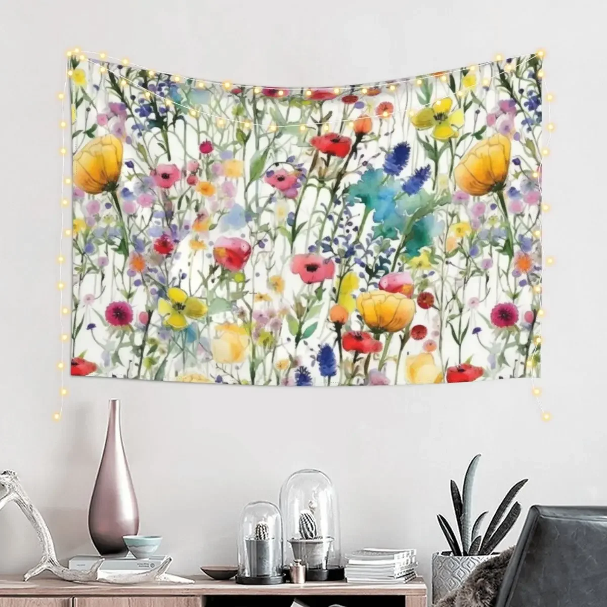 The cute watercolor wildflower meadow 3 Tapestry Wall Decor Wall Art For Bedroom Room Decorator Tapestry