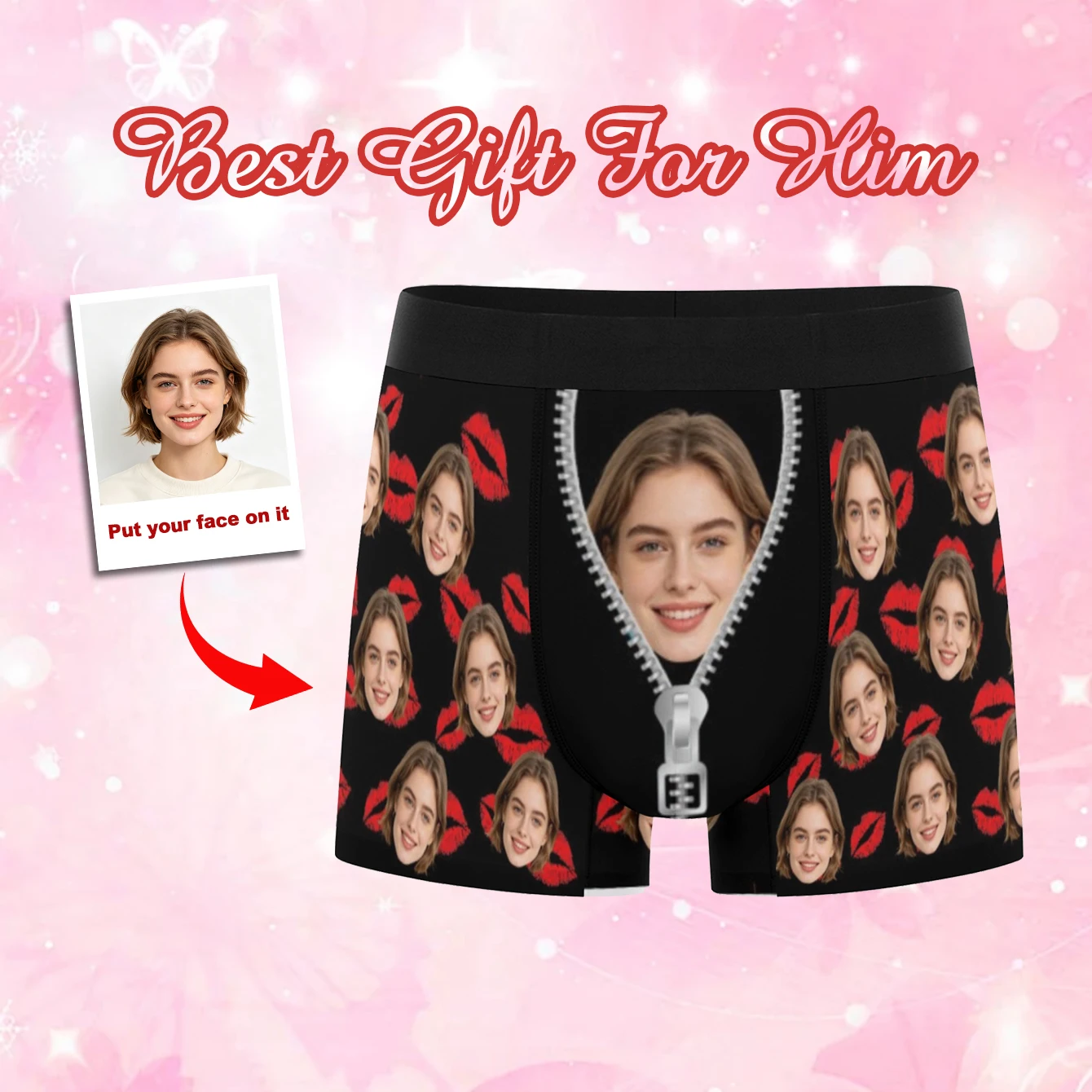 Personalized facial photo customization flat underwear customization men's Valentine's Day gift for husband gift for father