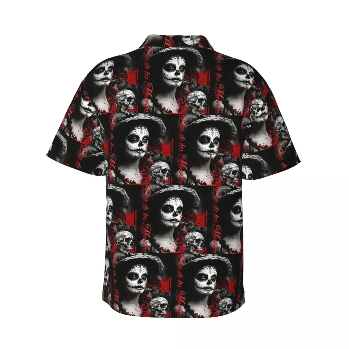 Alexander Gothic Las Elegantes Girls Day Of Dead Skull Men's Shirts Hawaiian Short Sleeve Shirt Funny Lapel Tops Summer Beach