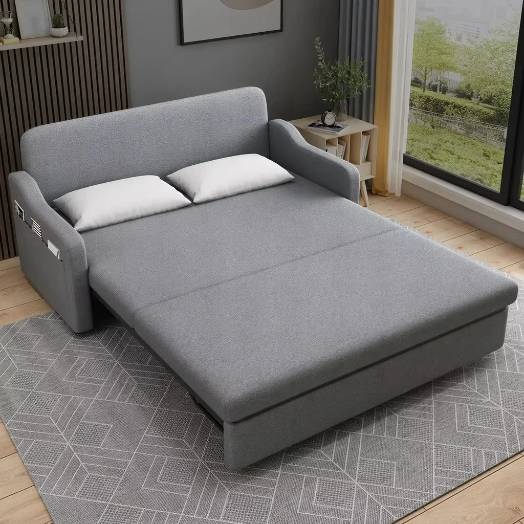 Sofa Bed: Foldable, Dual-Purpose Living Room Bed For Small Apartments Removable, Washable, Extendable, Double-Size With Storage