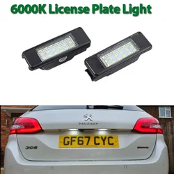 2x Number License Plate Lamp No Error LED 12V 6500k White for Peugeot 106 1007 207CC 307 308 3008 508 For Citroën C2 C3 C5 C5 C6