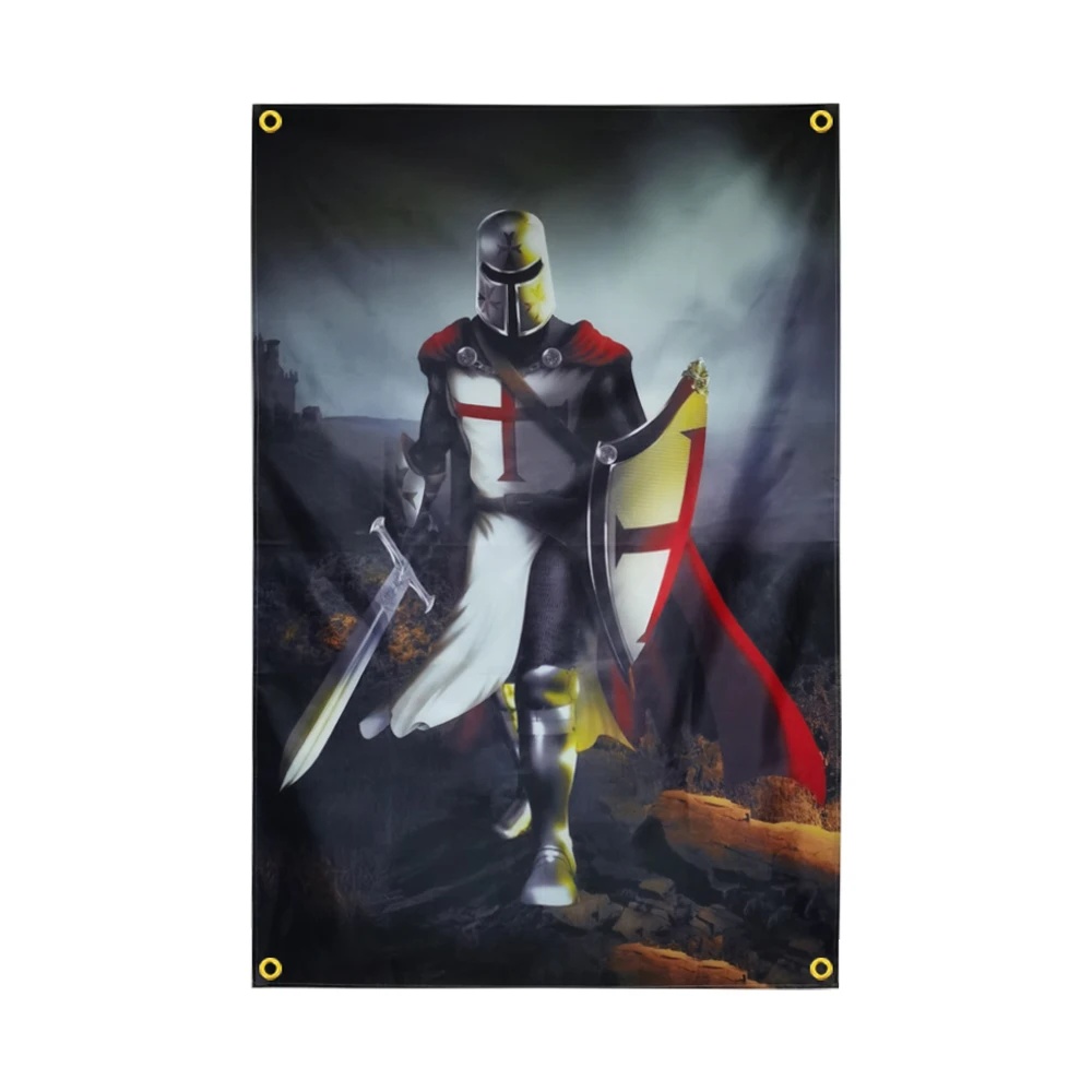 Knight Templar Flag Banner 90 x 150cm 3 x 5FT Home Decoration Hanging Flag 4 Gromments In Corners