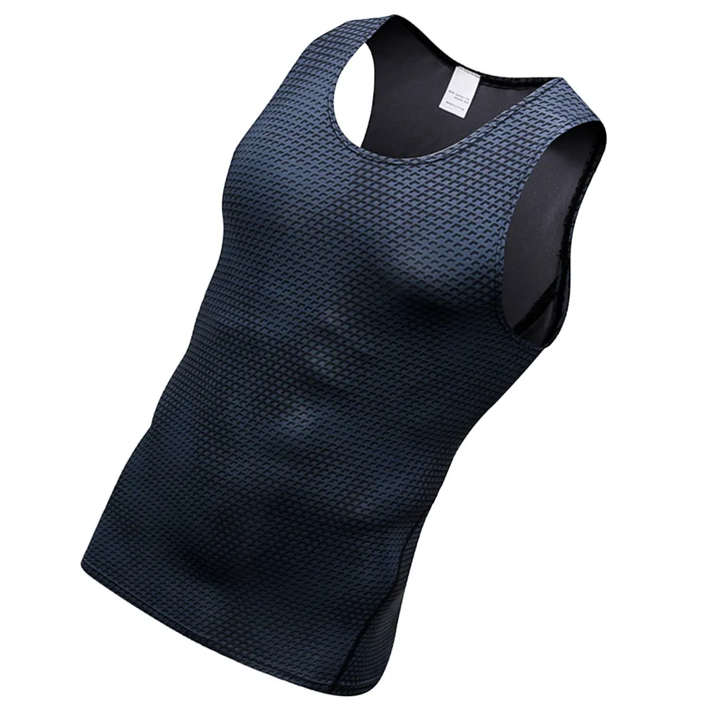 Men's 3D Printed Fitness Vest Black L Slim Breathable Quick-Dry Compression Undershirt Sports Running Basketball Training Shirt