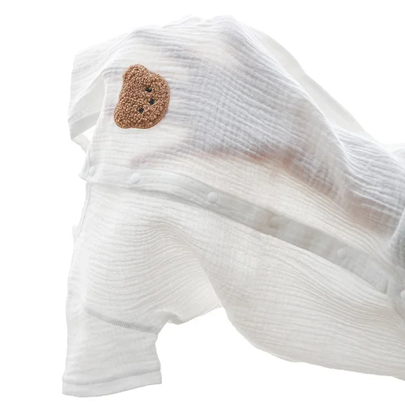 Baby Romper Muslin Short Sleeves Jumpsuit for Girls Boys Cute Bear One-Pieces Clothing Newborn Summer Thin Bodysuits