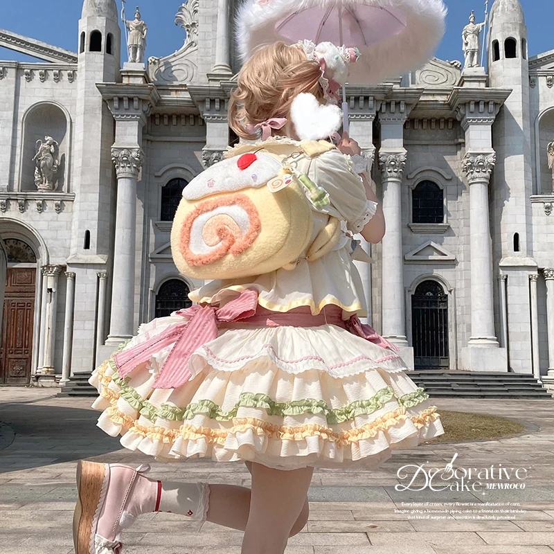 Original Lolita Split Sling Dress 2025 Summer Sweet Girls Japan Style Kawaii Top Mini Skirt 2-piece Set Daughter's Y2k Clothes