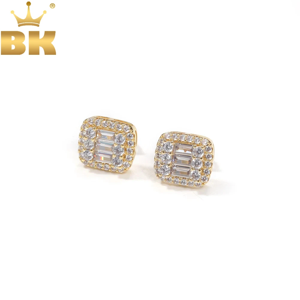 TBTK Fashion Hiphop T Square Earing Simple Style Trendy Jewelry Cubic Zirconia Crystal Stud Earrings