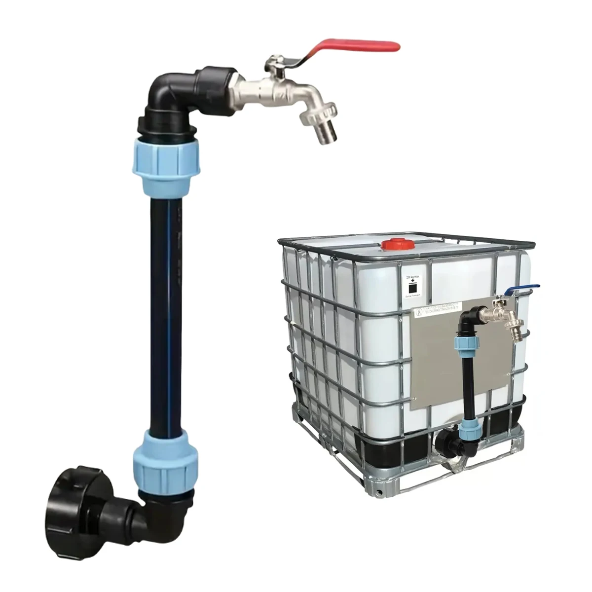 1 Set Ibc Ton Barrel Connector With Brass Tap 3/4