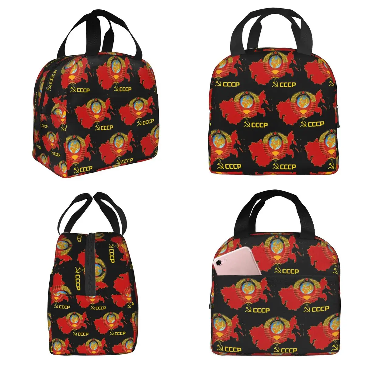 USSR Hammer And Sickle CCCP Russian Soviet Flag Insulated Lunch Bag for Kids School Cooler Thermal Food Box Tote Lunch Boxes