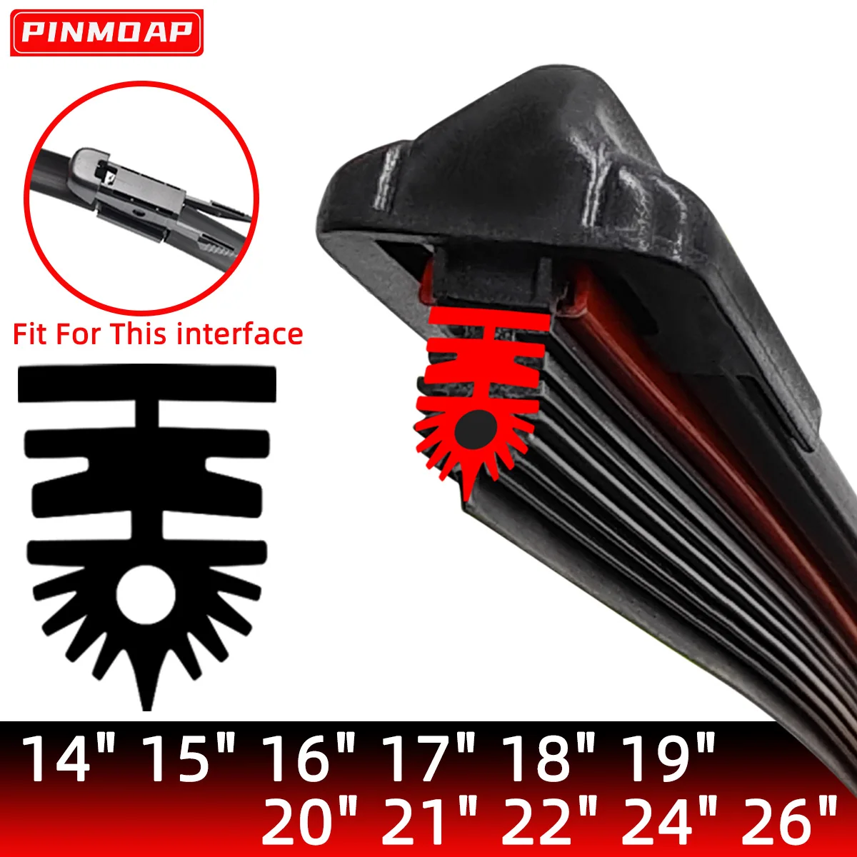 PINMOAP 11 طبقة شريط مطاطي ممسحة مناسبة لموصل علامة التبويب قرصة 14 "16" 17 "18" 19 "20" 21 "22" 24 "26" ممسحة صامتة عالية الجودة #1