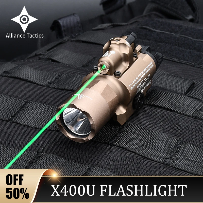 Tactical Surefir X400 Ultra Red Green Scout Laser LED Flashlight Rifle Light for Picatinny Weaver Rails Mount