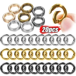 Metal O Ring Primavera Fechos para Jóias DIY, Mosquetão Redondo Aberto, Clipes de Saco Chaveiro, Gancho Fivelas de Corrente Do Cão, Conector, 10 Pcs, 20Pcs