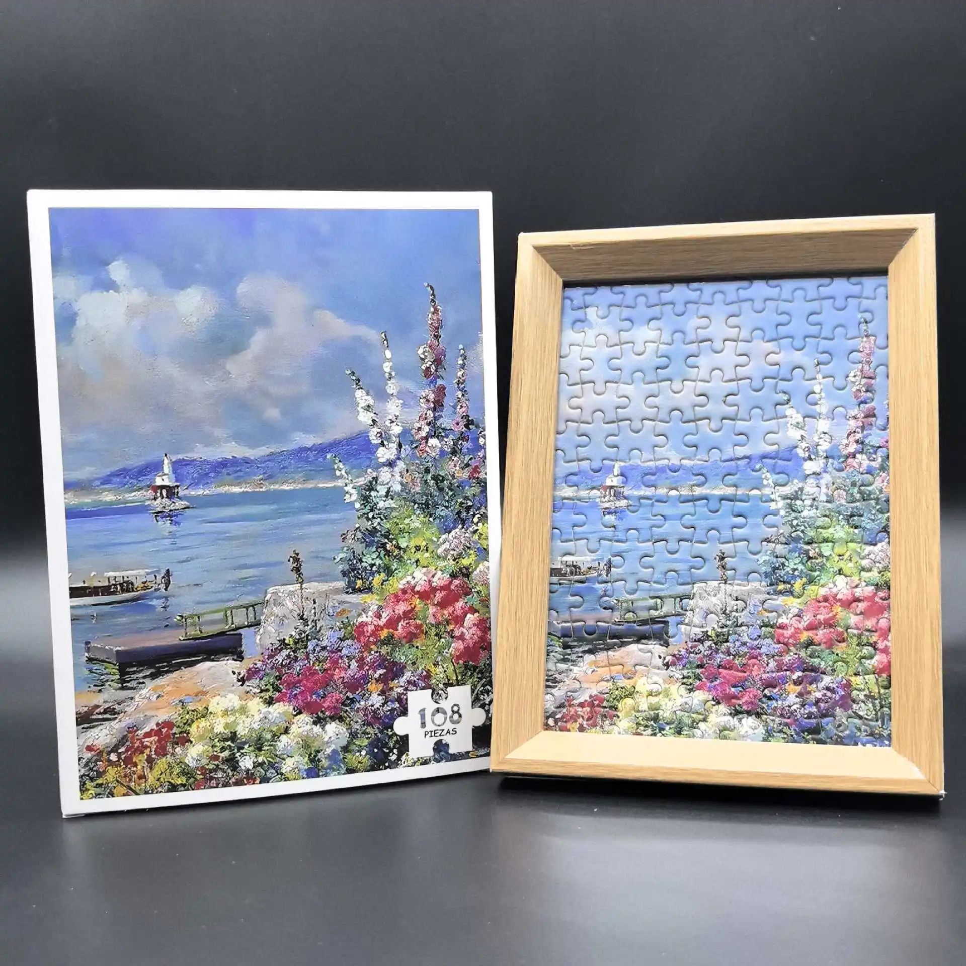 

Цветочный бумажный пазл, 108 предметов, маленький пазл, полный набор, праздничные подарки, белая цветная коробка для открытки, образовательный отдых для взрослых