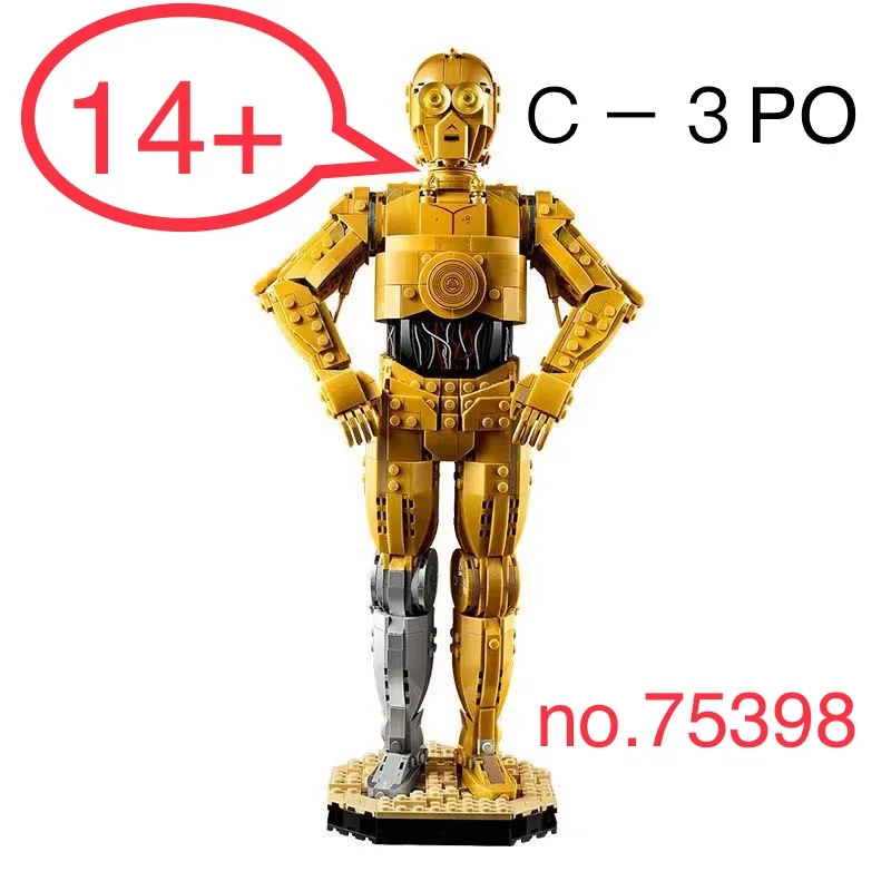 

1140 шт. MOC 75398 C-3PO фигурка дроида экшн-модель строительные блоки домашний декор сборка развивающие игрушки подарок для детей