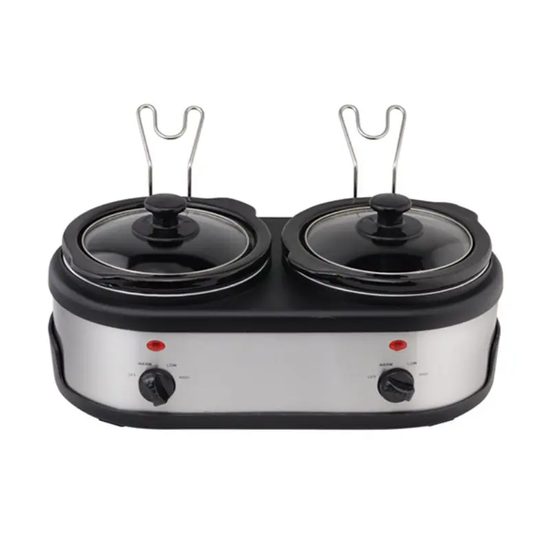 

Round Twin Shape 1.5L 2 Pot Slow Cooker Buffet Server Electric Slow Cooker Food Warmer Double Pot Slow Cooker