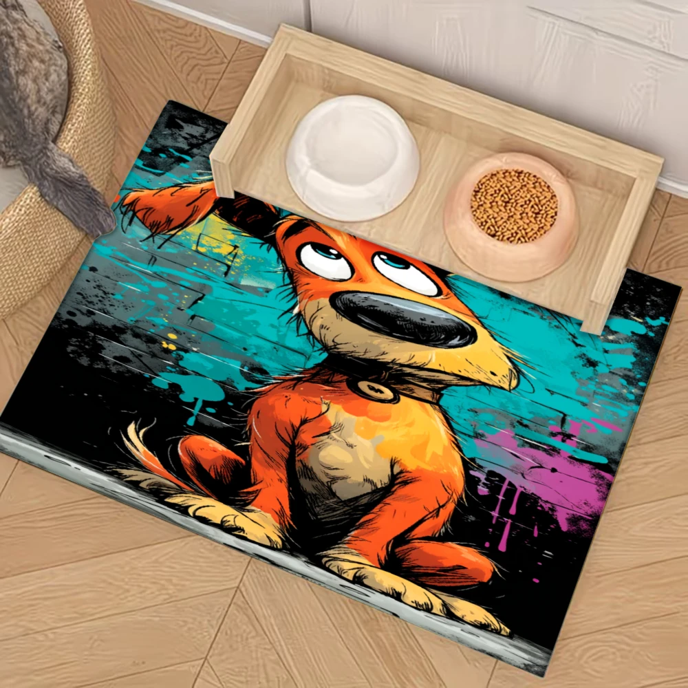 

Colorful Cartoon Dog Art Design Non-Slip Pet Feeding Mat,Pet Supplies, Splash-Proof And Anti-Slip Mat Mats Cats Dogs