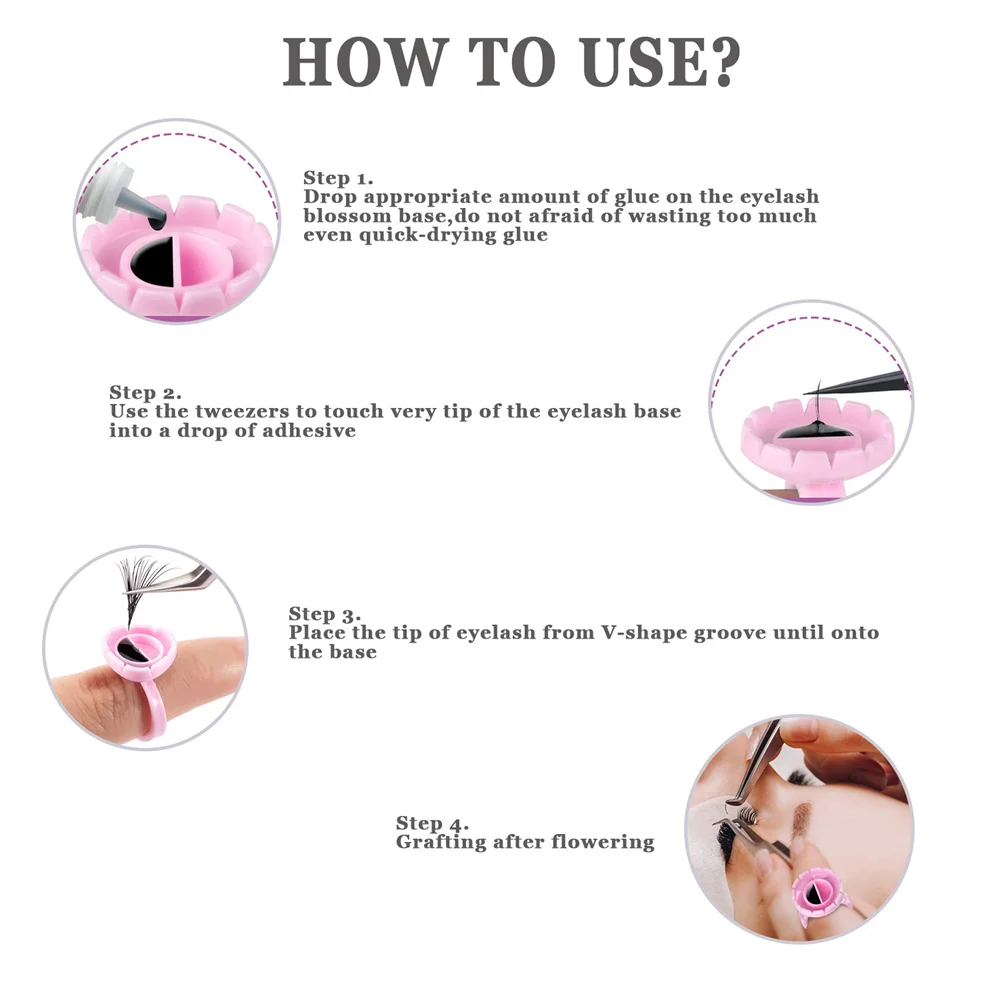 Wholesale 100Pcs Pack Blooming Eyelash Glue Ring Tattoo Pigment  Holder Flower Cups For Eyelash Extension Tools Supplier image 4