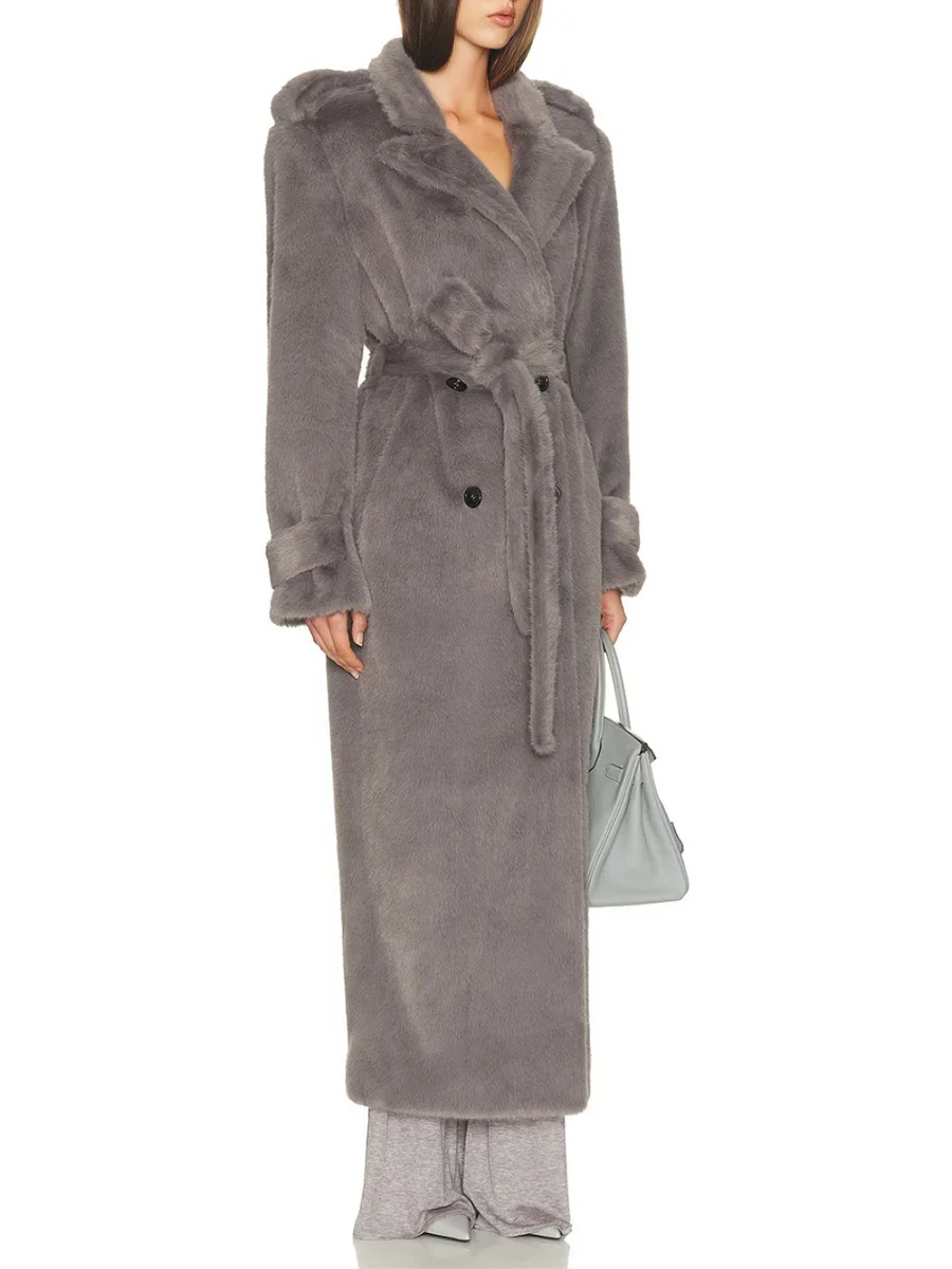 

2026 Женская зимняя куртка, флисовое, двубортное, с поясом, женский плащ, новый модный бюстгальтер Y2K для пригородных поездок