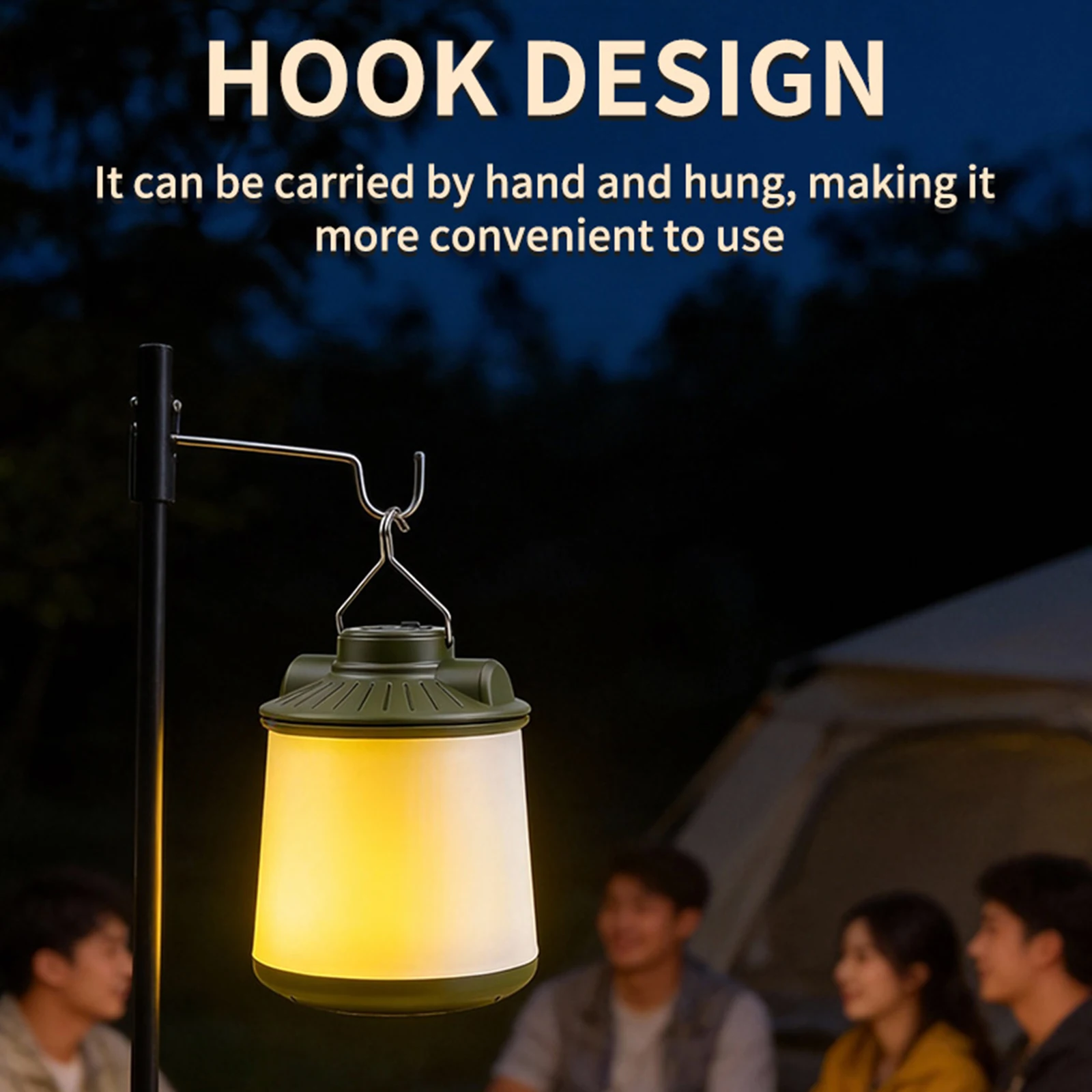 LED Hanging Camping Light 2000mAh Retractable RGB Ambient Lights Portable Night Hanging Lamp for Indoor Emergency Lighting