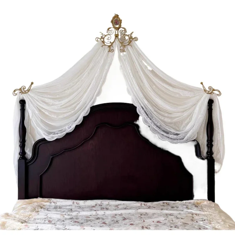 Brass bed mantle frame bed head curtain French door curtain lace princess Korean home decoration bedroom shooting background