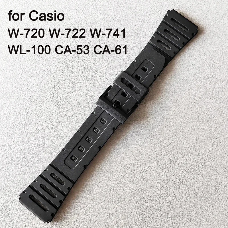 20mm Rubber Strap for Casio W-720 W-722 W-741 WL-100 CA-53 CA-61 Sport Waterproof Black pu Men Replace Bracelet Watch Band Belt