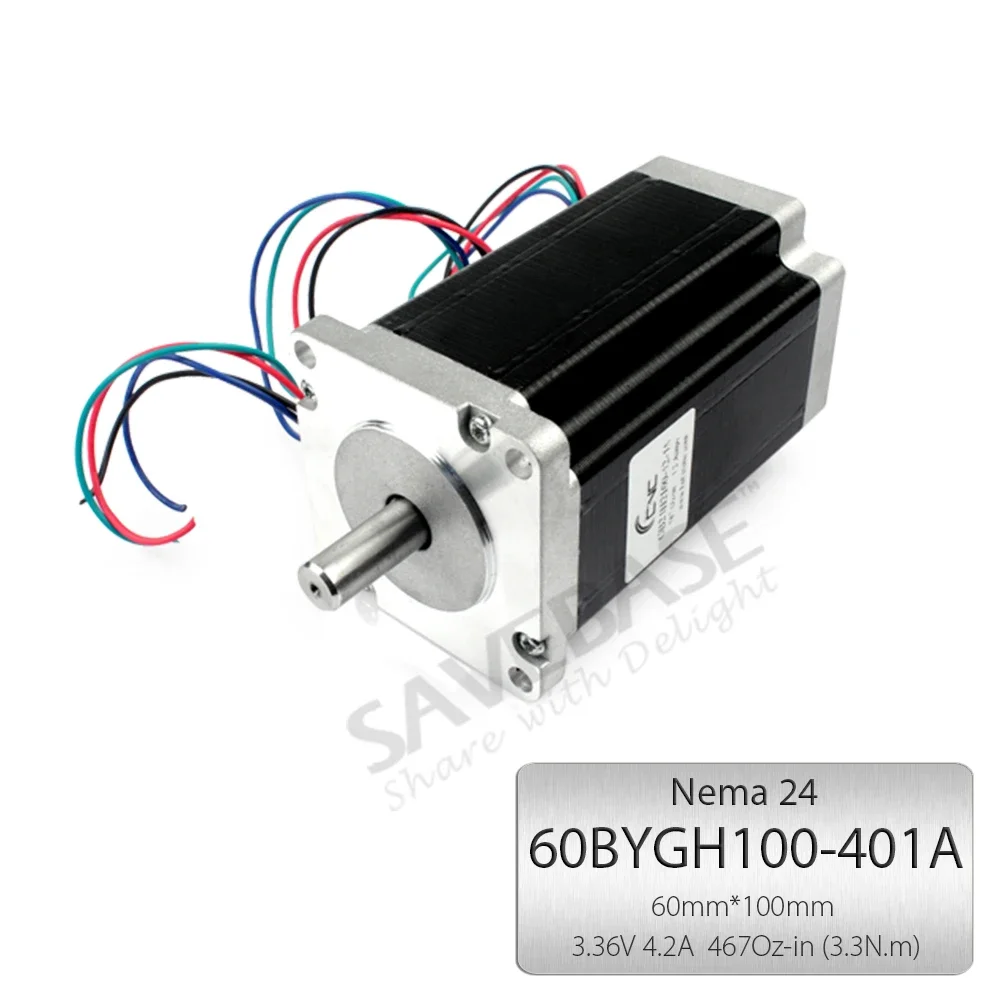 Home Automation Single Shaft 3.3Nm CNC 2Phase 4 Wire 60BYGH100-401A Nema24 Stepper Motor High Torque 4A Low Noise/Vibration