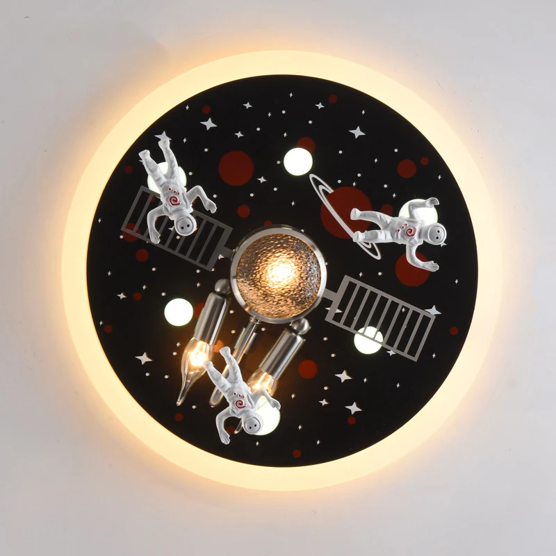 Space Station Cartoon Children's Lamp LED Ceiling Lamp Bedroom Kindergarten Boy Creative Spacecraft Led Lights
