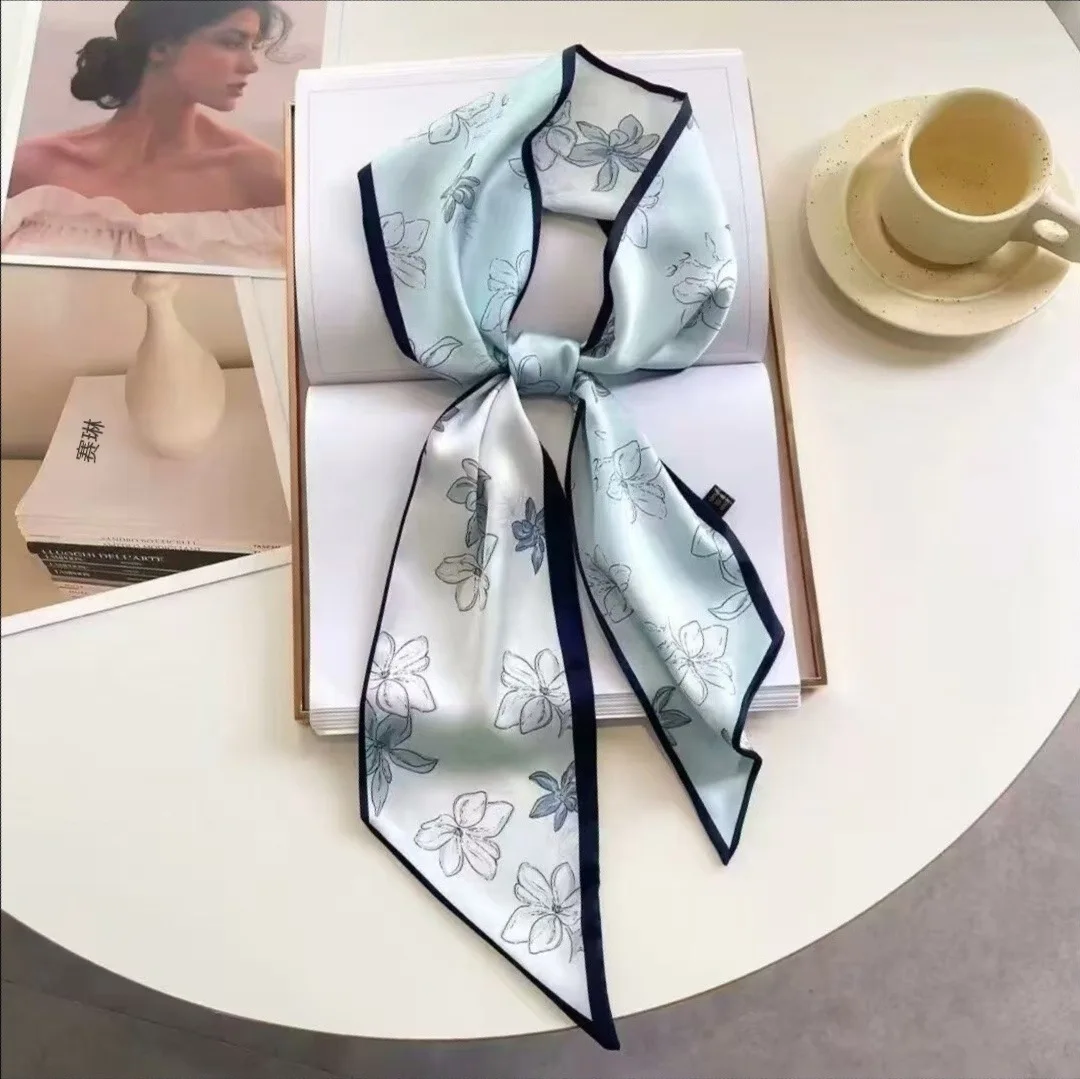 Luxury Zebra Print Silk Square Scarf Women Soft Satin Kerchief Hairband Neckerchief Head Hijab Lady Headband Foulard Bag Ribbon