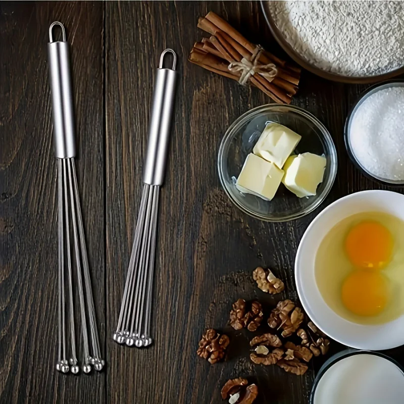 1pcStainless Steel Egg Beater、Manual Mixer、Steel Ball Egg Beater、Kitchen Blender、Baking tool