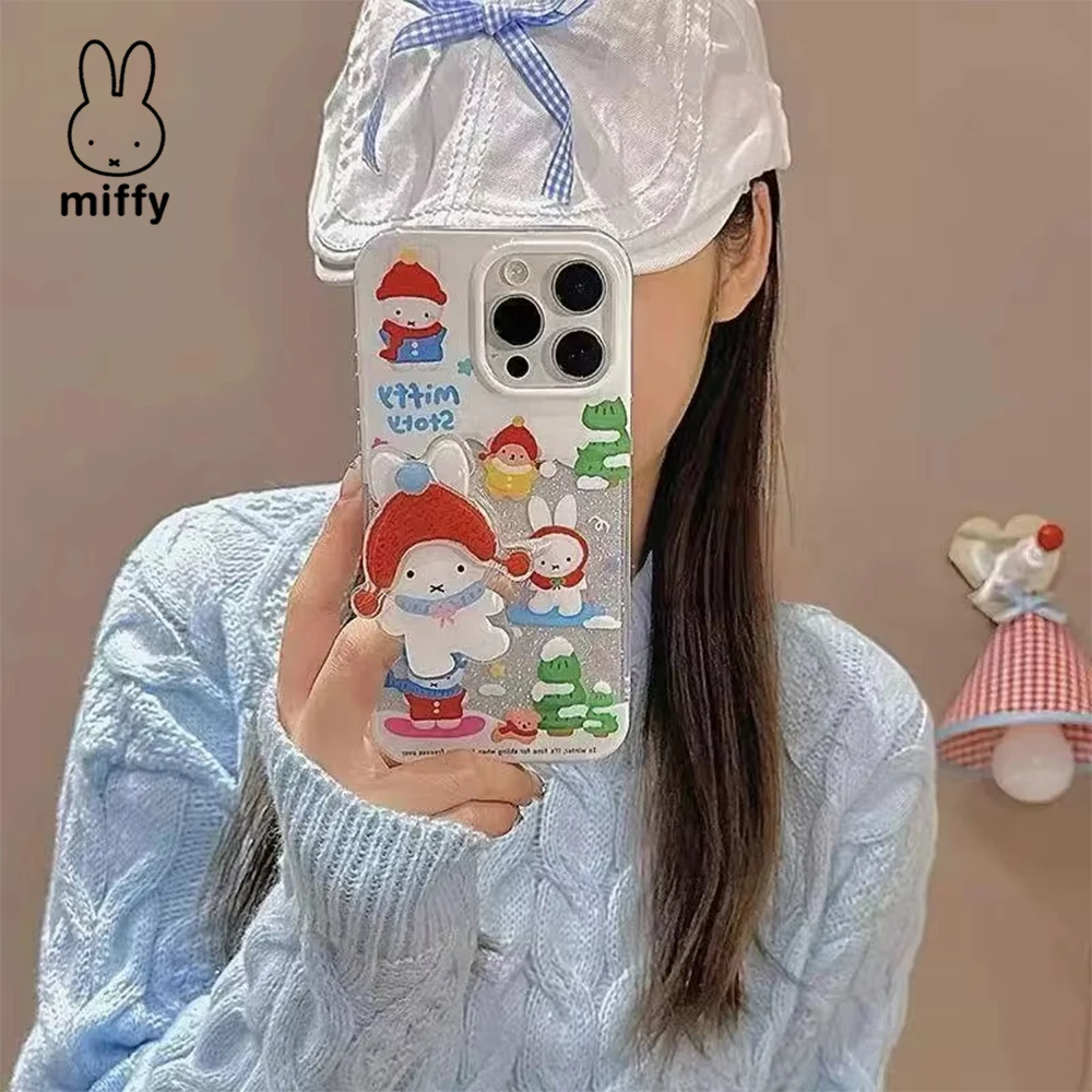 

Kawaii Miffy Mobile Phone Adhesive Airbag Bracket Artifact with Scalable Cute Cartoon Portable Phone Decoration Toy Gift