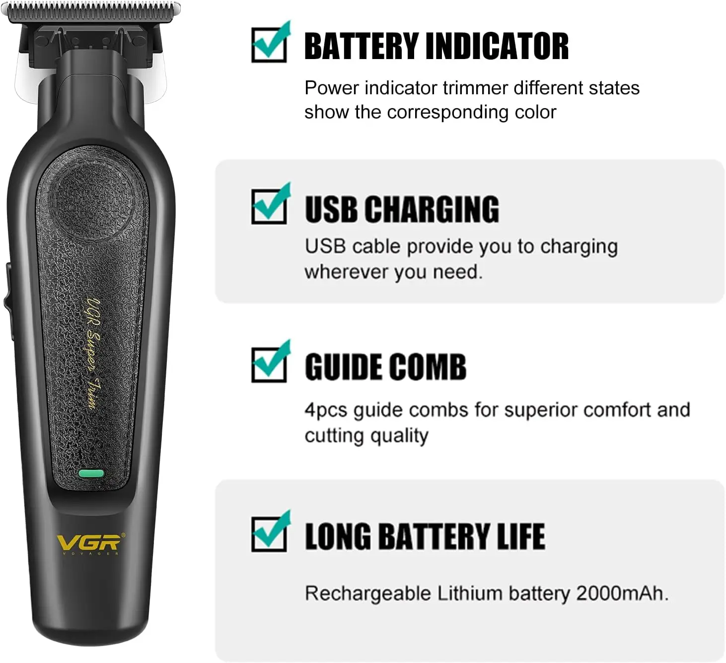 VGR 995 recortadora de peluquero cortadora de pelo eléctrica hombre máquina cortadora de pelo inalámbrica profesional 35