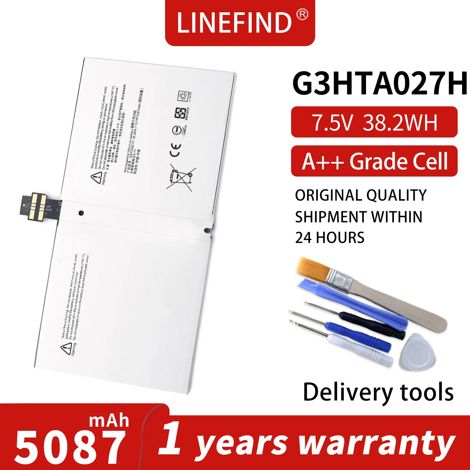 

Аккумулятор LINEFIND G3HTA027H для планшета Microsoft Surface Pro 4 1724 12,3 дюйма DYNR01 7,5 В 5087 мАч